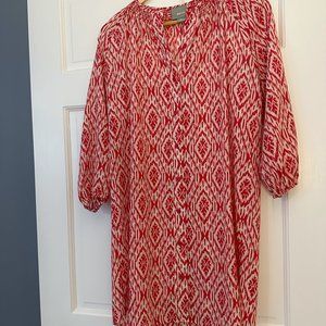 Anthropologie Maeve Pink Geometric Southwestern Shift Shirtdress Size SMALL